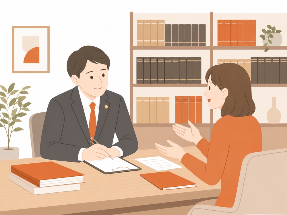 士業事務所で相談するスタッフのイラスト