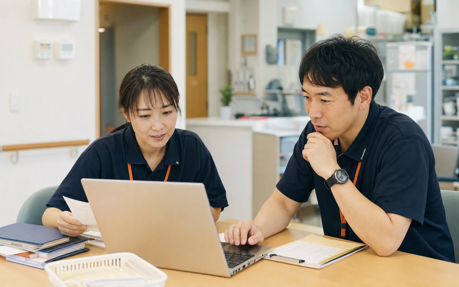 福祉・介護の職員がAI活用を進める様子
