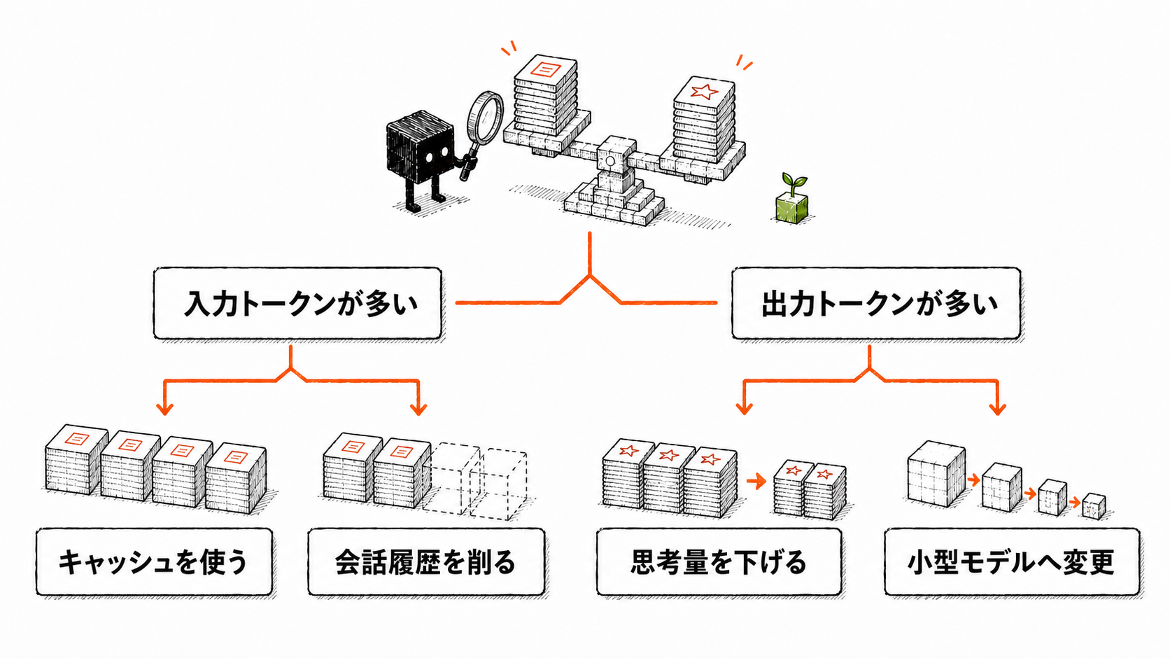 入力支配型と出力支配型で打ち手が分岐する図