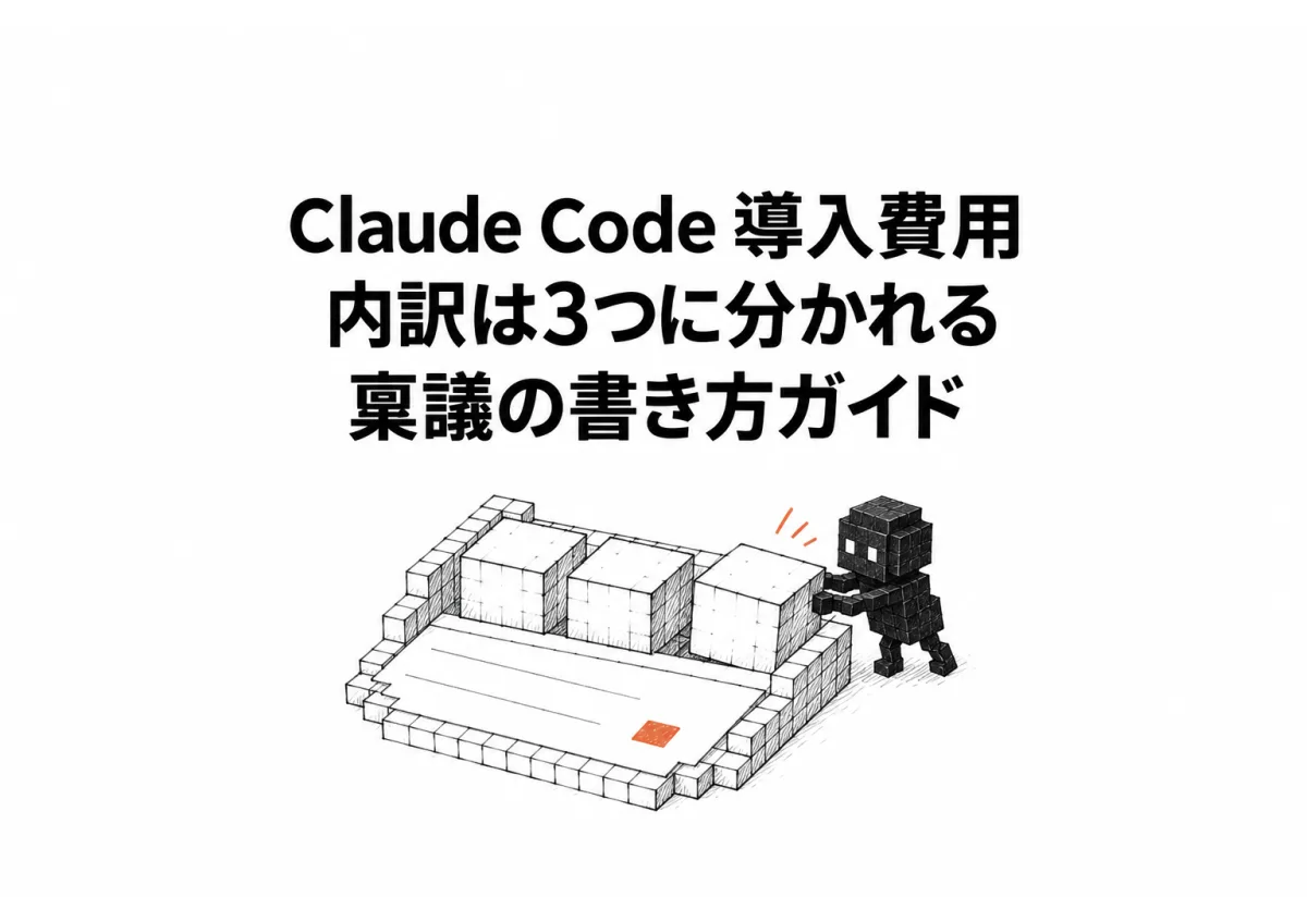 Claude Code の導入費用を利用料、初期設定、定着の3つに分けた図
